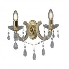 Gold & Crystal Wall Light with 2 Candle Lights