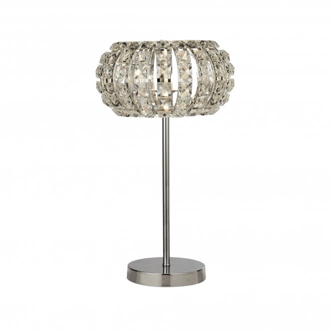 MARILYN 1 Light Chrome Table Lamp With Crystal Glass And Crystal Sand Diffuser
