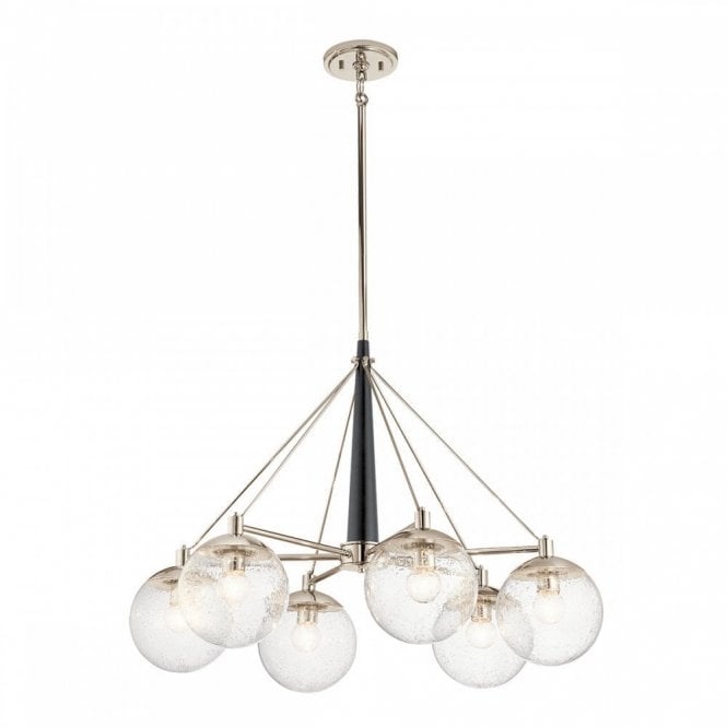 MARILYN Modern 6 Light Chandelier in Polished Nickel