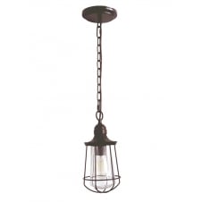 Nautical Outdoor Pendant | Bronze Caged | Seeded Glass | 2 Yr Warranty