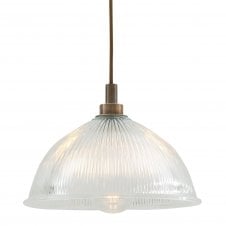 MARIS antique brass bathroom ceiling pendant with prismatic glass shade
