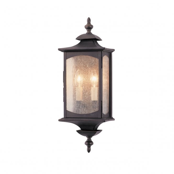 MARKET Square 2 Light Wall Light in Bronze with Seeded Glass