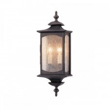 MARKET Square 2 Light Wall Light in Bronze with Seeded Glass