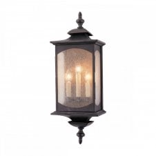 MARKET Square 3 Light Wall Light in Bronze with Seeded Glass