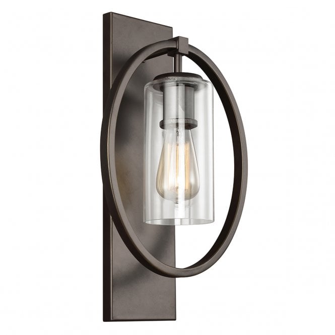 MARLENA antique bronze wall light with clear glass shade