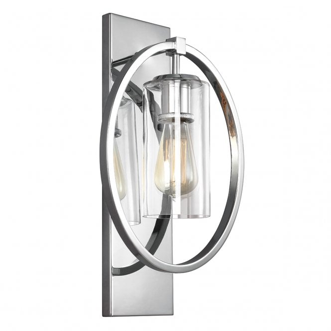 MARLENA polished chrome wall light with clear glass shade