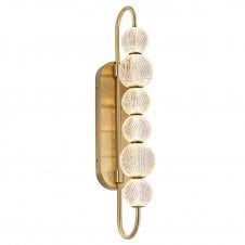 Marni 6 Head LED Wall Light - Natural Brass With Clear Carved Acrylic Shades