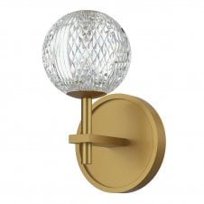Marni LED Wall Light - Natural Brass With Clear Carved Acrylic Shade