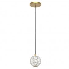 Marni Mini LED Pendant Light - Natural Brass With Clear Carved Acrylic Shade