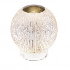 Marni Small Rechargeable LED Table Lamp - Natural Brass With Carved Acrylic Shade