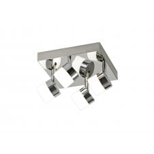 Square plate spotlights in mirror polished chrome and opal white