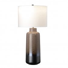 MARYLAND brown and graphite reactive glaze table lamp with shade