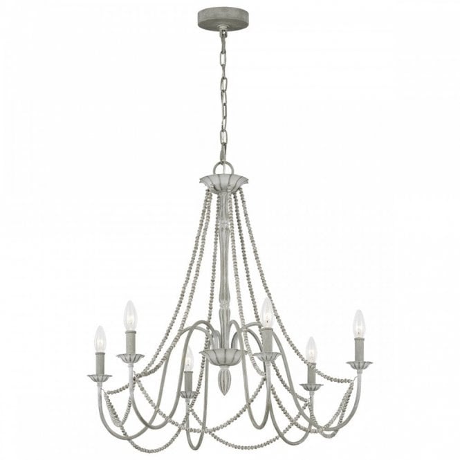MARYVILLE 6 Light Chandelier Washed Grey French Style