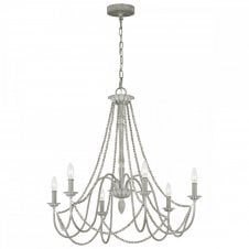 MARYVILLE 6 Light Chandelier Washed Grey French Style