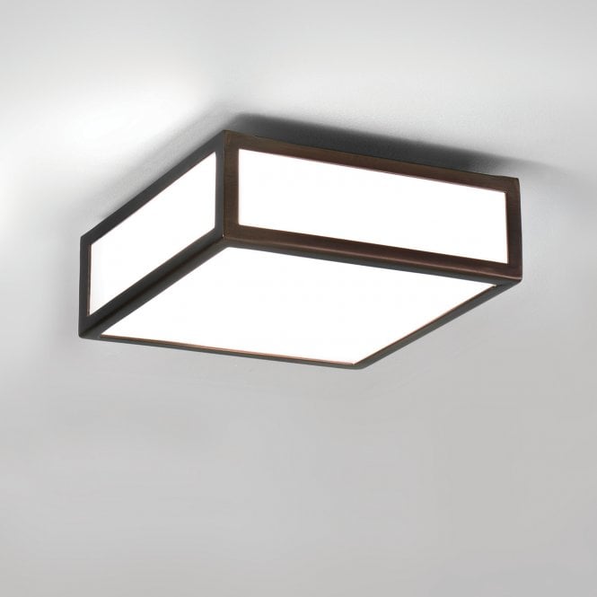MASHIKO 200 bronze & white glass bathroom ceiling light