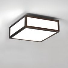 MASHIKO 200 bronze & white glass bathroom ceiling light