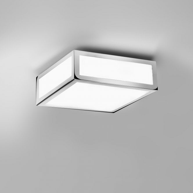 MASHIKO 200 chrome & white glass bathroom ceiling light
