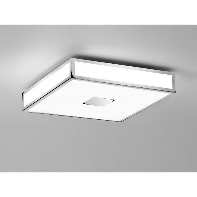 MASHIKO 400 chrome & white shade bathroom ceiling light (large)