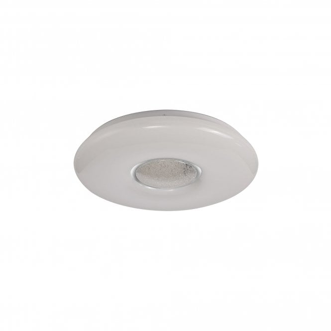 MASON flush ceiling light opal white with crushed crystal centre with 3 year warranty