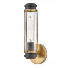 brass & black tubed bathroom wall light