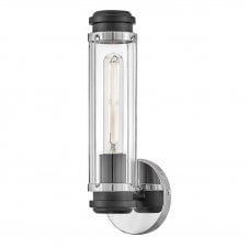 tubed bathroom wall light in chrome & black