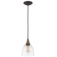Black, Glass and Driftwood Ceiling Pendant