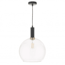 Matt Black And Copper Suspension With ACCESSORY Easy Fit Ceiling Shade Open Round Glass Shade