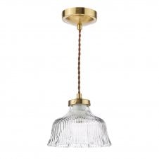 Vintage style hanging lamp fluted ribbed glass shade