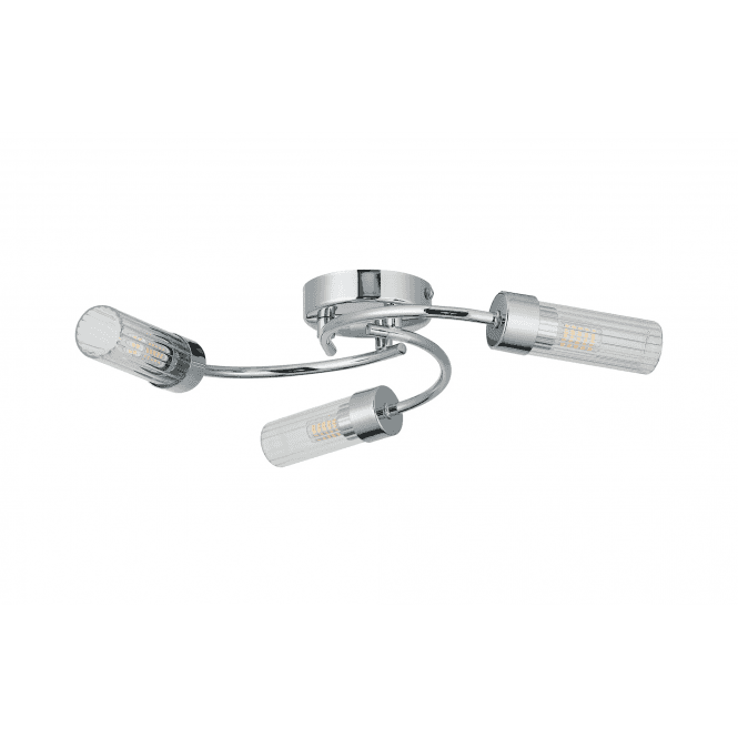 Megan 3 Light IP44 Bathroom Flush Ceiling Light in Polished Chrome