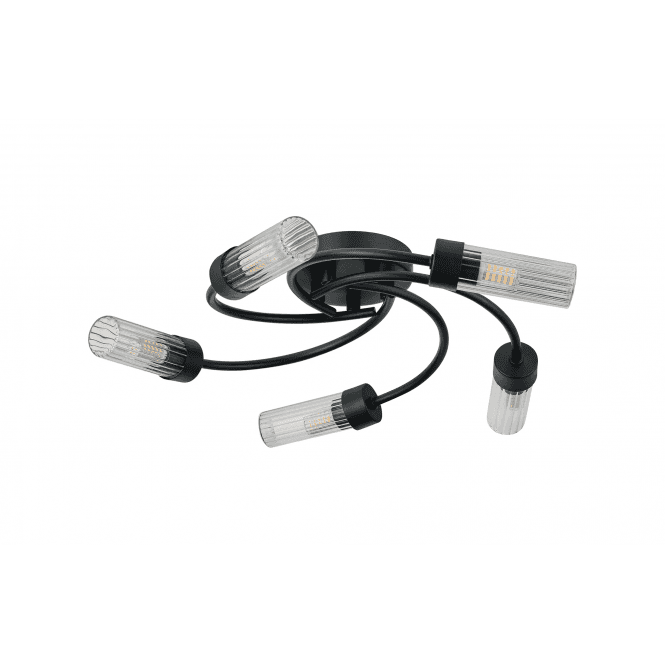 Megan 5 Light IP44 Bathroom Flush Ceiling Light in Satin Black