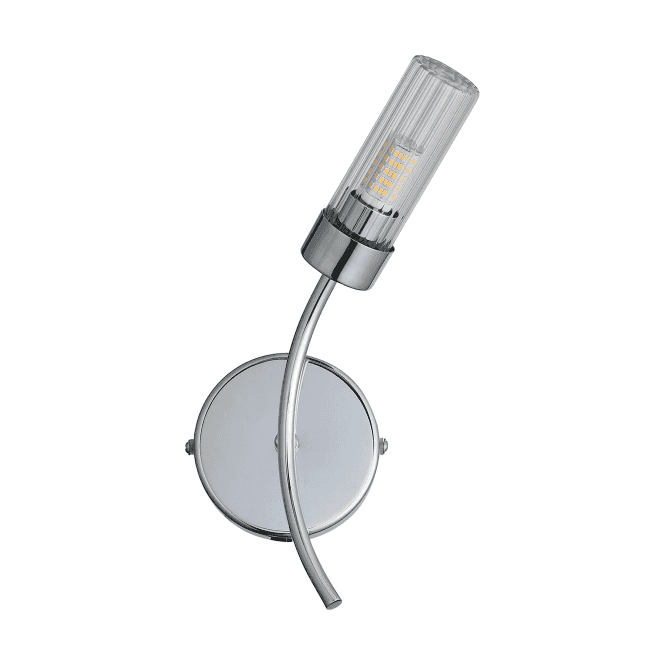 Megan IP44 Bathroom Wall Light in Polished Chrome - Right Curved