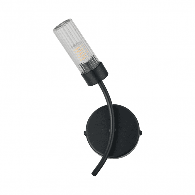 Megan IP44 Bathroom Wall Light in Satin Black - Left Curved