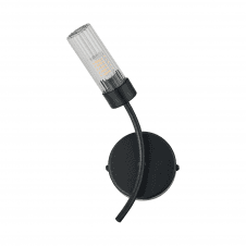 Megan IP44 Bathroom Wall Light in Satin Black - Left Curved