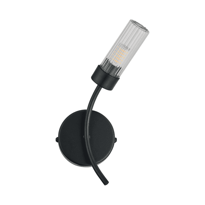 Megan IP44 Bathroom Wall Light in Satin Black - Right Curved