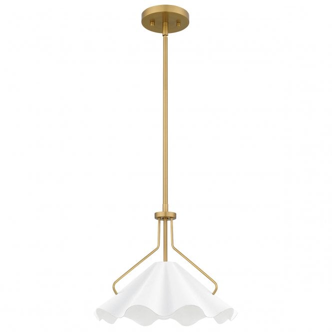 Mejia Pendant - Aged Brass with Textured White Steel Shade