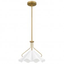 aged brass pendant with white steel shade