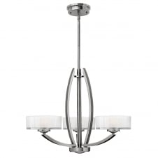 contemporary art deco brushed nickel 3 light pendant