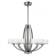contemporary art deco brushed nickel 5 light pendant