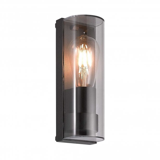 MERLIN cylindrical outdoor wall lantern in anthracite finish with Polycarbonate Diffuser