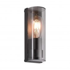 MERLIN cylindrical outdoor wall lantern in anthracite finish with Polycarbonate Diffuser