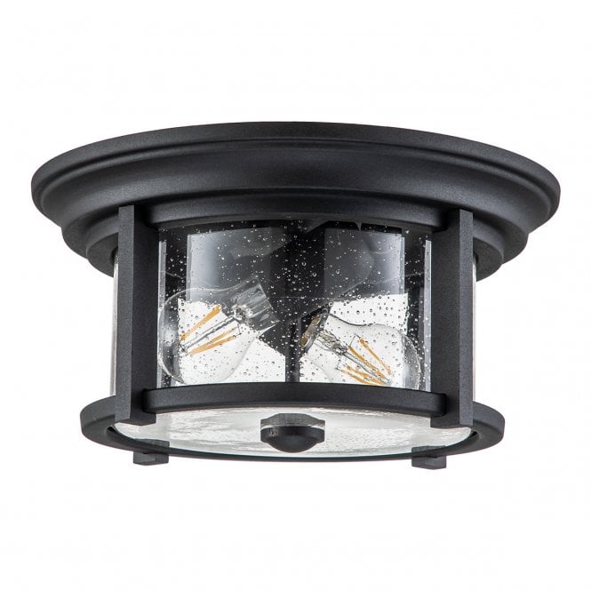 MERRILL Flush Mount | Black & Clear Seeded Glass