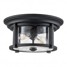 MERRILL Flush Mount | Black & Clear Seeded Glass