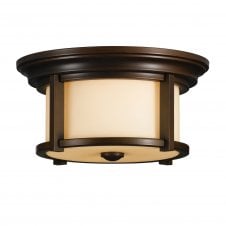 modern classic bronze flush ceiling light with cream glass shade