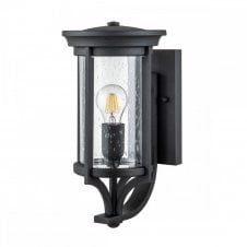 MERRILL Small Wall Lantern | Black & Clear Seeded Glass