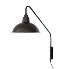 Industrial Matt Black Plug in Wall Light