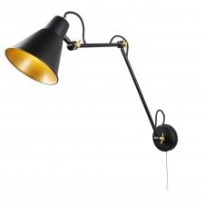 black and gold adjustable wall light