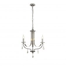 MHYSA Ceiling Chandelier 3 Light Chrome and Satin Nickel Dressed with Real Crystal