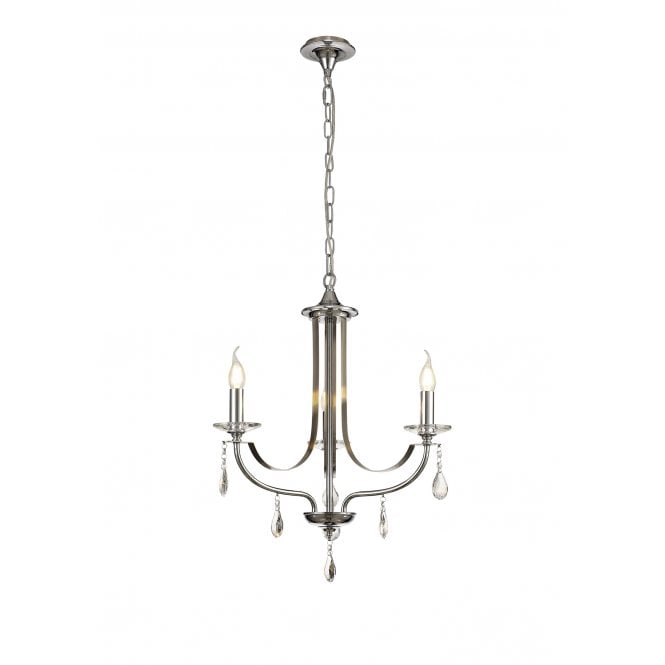 MHYSA Ceiling Chandelier 3 Light Chrome and Satin Nickel Dressed with Real Crystal
