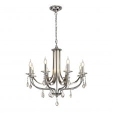 MHYSA Ceiling Pendant Chandelier Polished and Satin Chrome Dressed with Crystal
