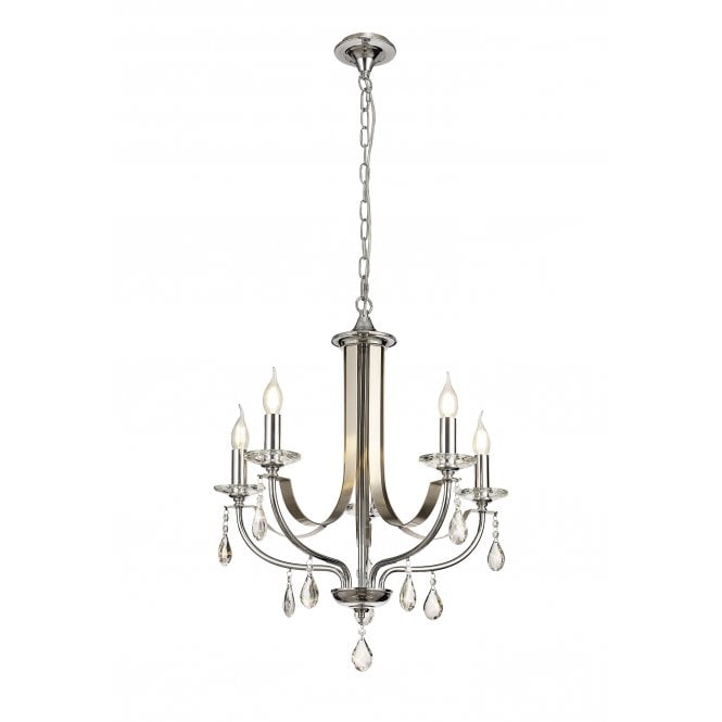 MHYSA Polished Chrome & Satin Nickel 5 Light Chandelier